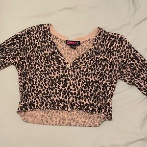 Leopard Y2K Cropped Cardigan
